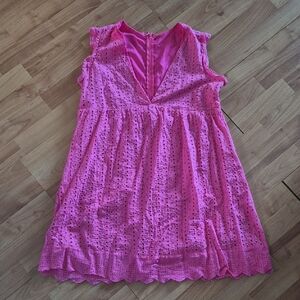 Pink Eyelet Sleeveless Dress